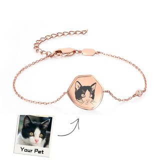 Custom Pet Line Drawing Bracelet - Rose Gold