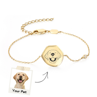 Custom Pet Line Drawing Bracelet - Gold