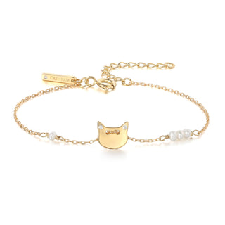 Cat Topaz Bracelet with Pearl- Gold