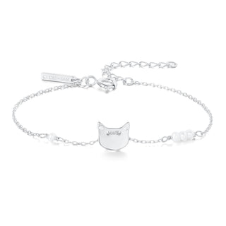 Cat Topaz Bracelet with Pearl- Silver