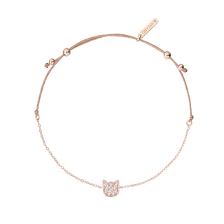 Tiny Cat Topaz Bracelet - Rose Gold