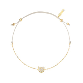 Tiny Cat Topaz Bracelet - Gold