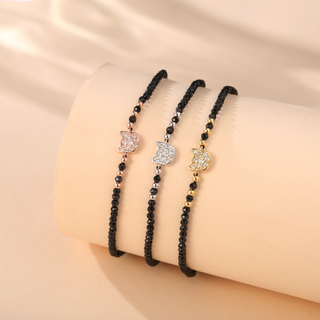 Black Spinel with Topaz Cat Bracelet